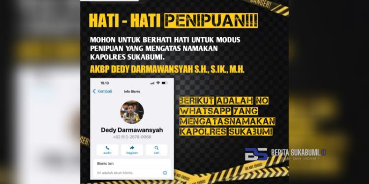 Menggunakan Foto Profil Kapolres Sukabumi, Diduga Ada Oknum yang Ingin Berbuat Jahat Melalui Pesan WhatsApp