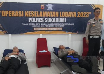 Dalam Rangkaian Operasi Keselamatan Lodaya 2023, Puluhan Personel Polres Sukabumi Melakukan Aksi Donor Darah
