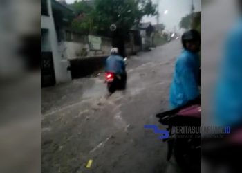 Setiap Hujan Deras, Jalan Alternatif Koramil Cicurug Mirip Sungai, Begini Kata Pengendara