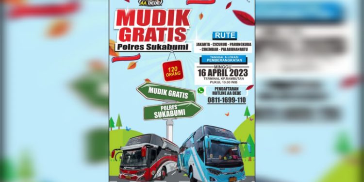 Mudik Gratis Polres Sukabumi, Catat Waktunya!!