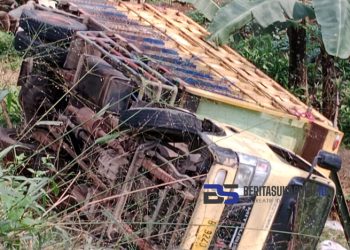 Tak Kuat Menanjak, Truk Pengangkut Kambing Terperosok ke Jurang di Alternatif Tenjoayu Cicurug