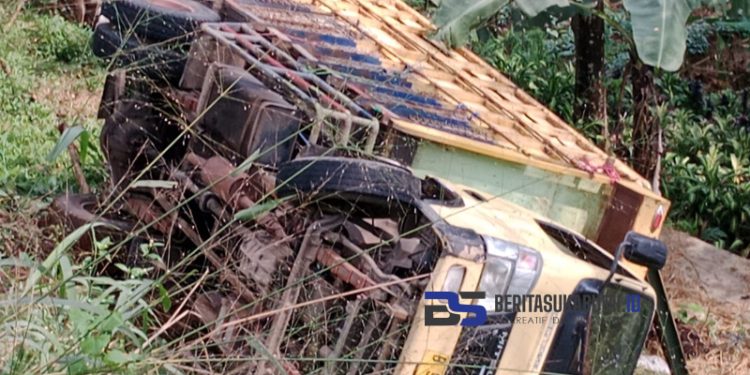Tak Kuat Menanjak, Truk Pengangkut Kambing Terperosok ke Jurang di Alternatif Tenjoayu Cicurug