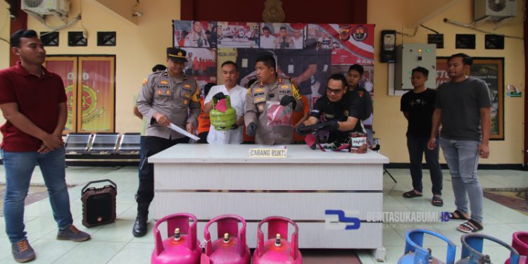 Satreskrim Polres Sukabumi Ringkus Tiga Pelaku Pengoplos Gas LPG
