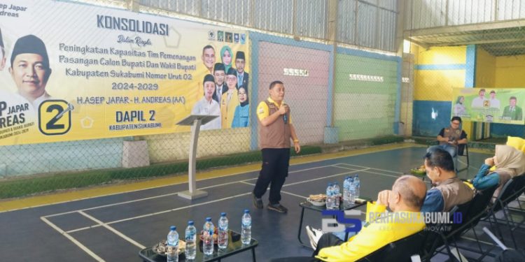 Konsolidasi Tim Pemenangan Paslon Bupati Sukabumi Nomor Urut 2, Deni Gunawan Berikan Dorongan Penuh Semangat