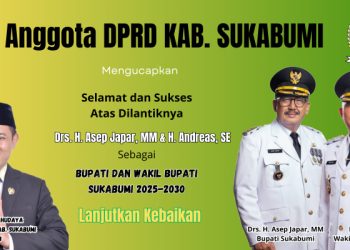 Anggota DPRD Kab. Sukabumi, Aang Erlan Hudaya Mengucapkan Selamat dan Sukses Atas Dilantiknya Drs. H. Asep Japar, MM dan H. Andreas, SE sebagai Bupati dan Wakil Bupati Sukabumi