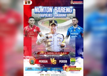 Kapolres Sukabumi Gelar Nobar Persija vs Persib, Sajikan Makanan Gratis dan Doorprize Menarik
