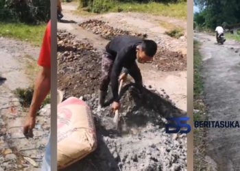 Secara Swadaya, Warga Cidahu Perbaiki Jalan Ciloa yang Rusak, Sambil Menunggu Program Pemerintah