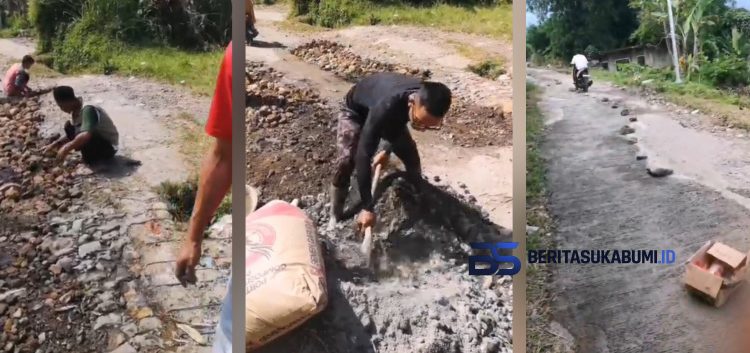 Secara Swadaya, Warga Cidahu Perbaiki Jalan Ciloa yang Rusak, Sambil Menunggu Program Pemerintah