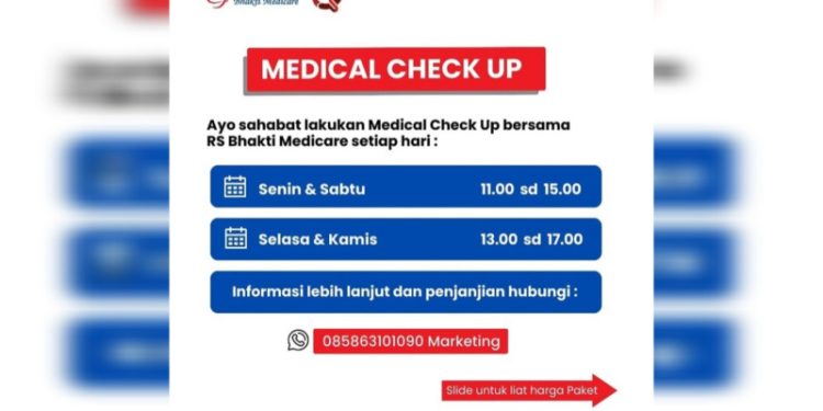 RS Bhakti Medicare Buka Layanan Medical Check Up, Hadirkan Paket Lengkap dan Terjangkau