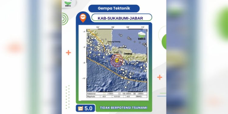 Gempa Magnitudo 5,0 SR Guncang Wilayah Selatan Sukabumi, Tidak Berpotensi Tsunami