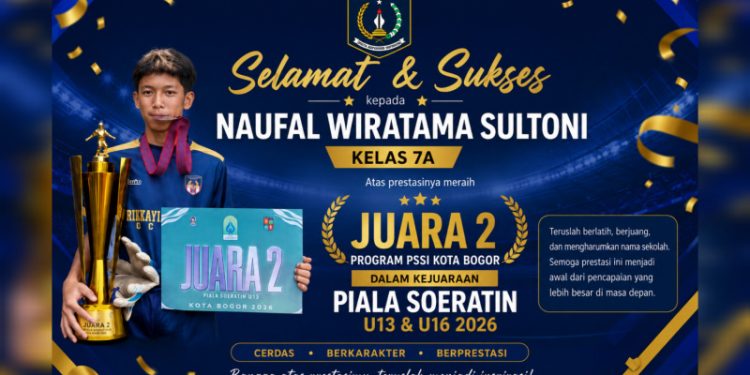 Naufal Wiratama Sultoni, Siswa SMPN 1 Cicurug Raih Juara 2 Piala Soeratin U-13 Tingkat Kota Bogor